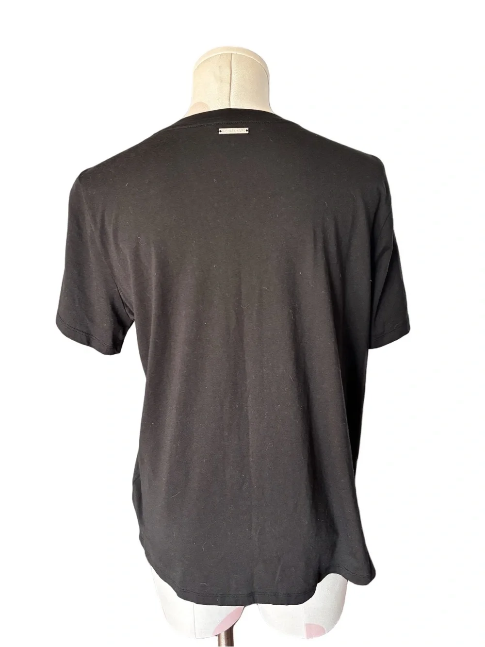 Michael Kors Grommet Embellished Black Tee Top Large